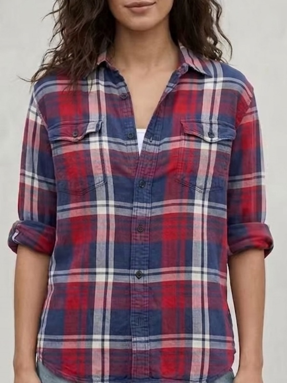 VTG Denim & Supply Ralph Lauren 90s Red White & Blue USA Cotton Flannel  Shirt M